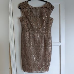 Kay Unger bronze/gold sequin size 14 cocktail dress